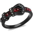 thumbnail image 1 of Luxe Jewelry Designs Women's Black Ion Plated Belt Shaped Ring with Multi Color Crystals - Size 7, 1 of 4