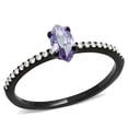 thumbnail image 1 of Luxe Jewelry Designs Women's Black Ion Plated Stackable Ring with Marquise Shaped Amethyst CZ - Size, 1 of 4