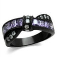 thumbnail image 1 of Luxe Jewelry Designs Women's Black Ion Plated Stainless Steel Ring with Amethyst CZ and Clear Stones, 1 of 4