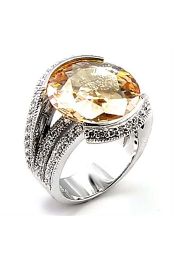 Luxe Jewelry Designs Women's Brass Engagement Ring with AAA Grade Cubic Zirconia Champagne - Size 10