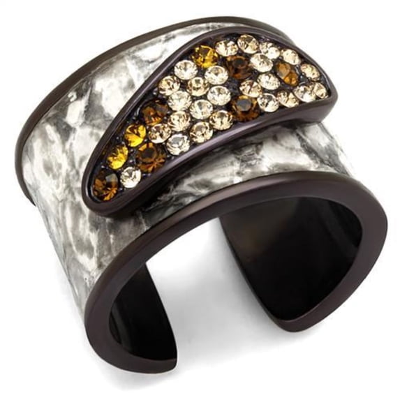 Luxe Jewelry Designs Women's Brown Ion Plated Ring with Multi Color Crystals - Size 7