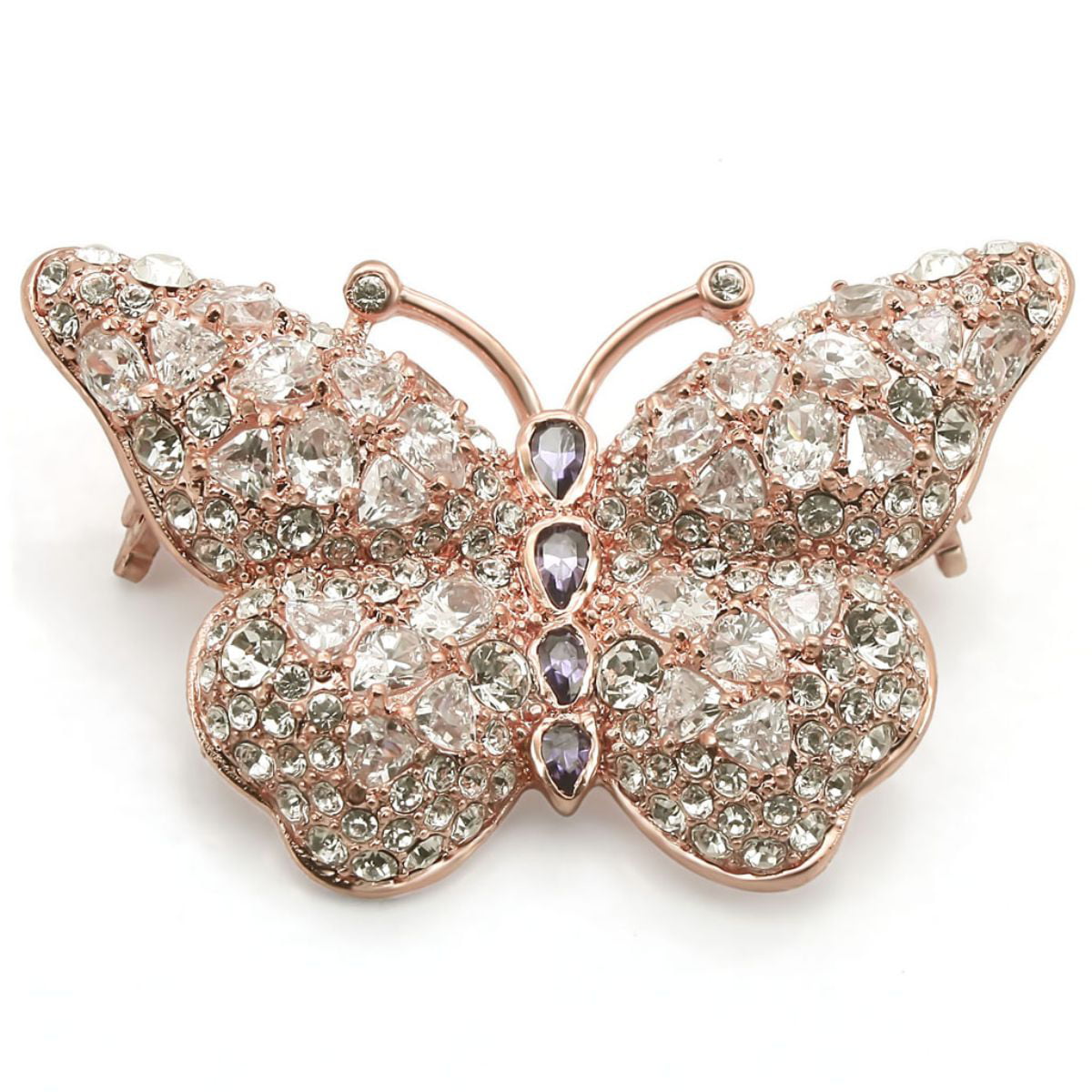 Chanel Crystal Faux Pearl Butterfly Gold Tone Pin Brooch Chanel
