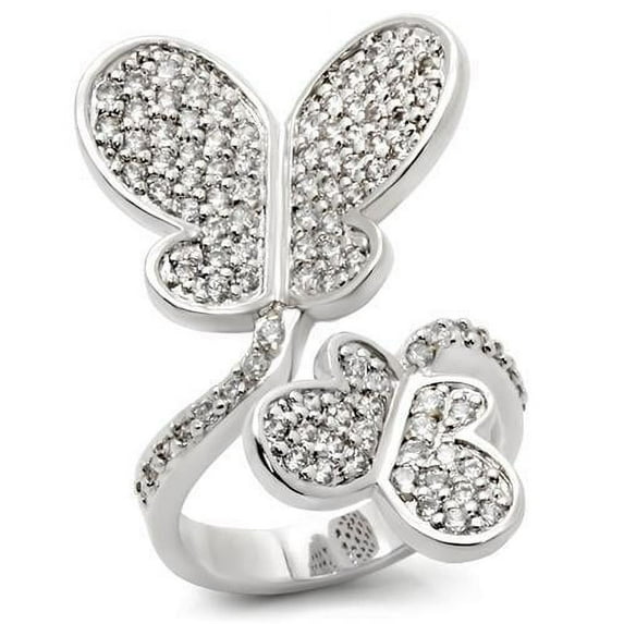 Luxe Jewelry Designs Women's Butterfly Shaped Ring with Cubic Zirconia - Size 7