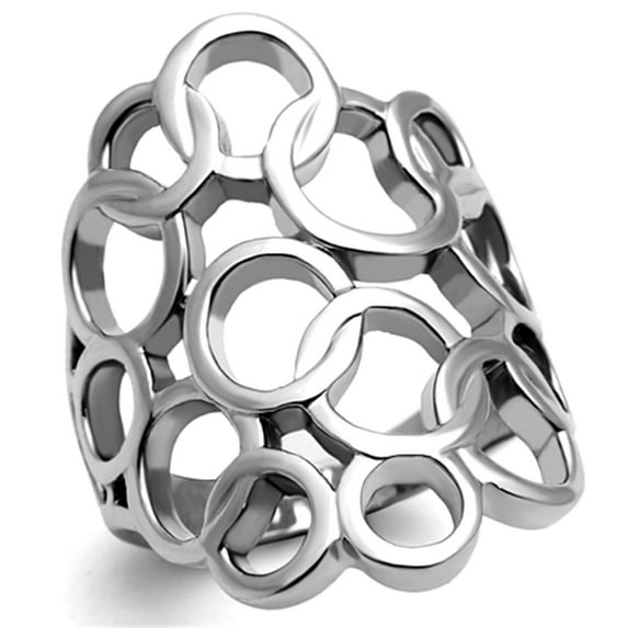 Luxe Jewelry Designs Women's Circles Polished Stainless Steel Ring - Size 6 - Pack of 2