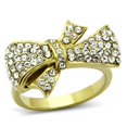 thumbnail image 1 of Luxe Jewelry Designs Women's Gold IP Knots and Bows Design Stainless Steel Ring with Crystals - Size, 1 of 4