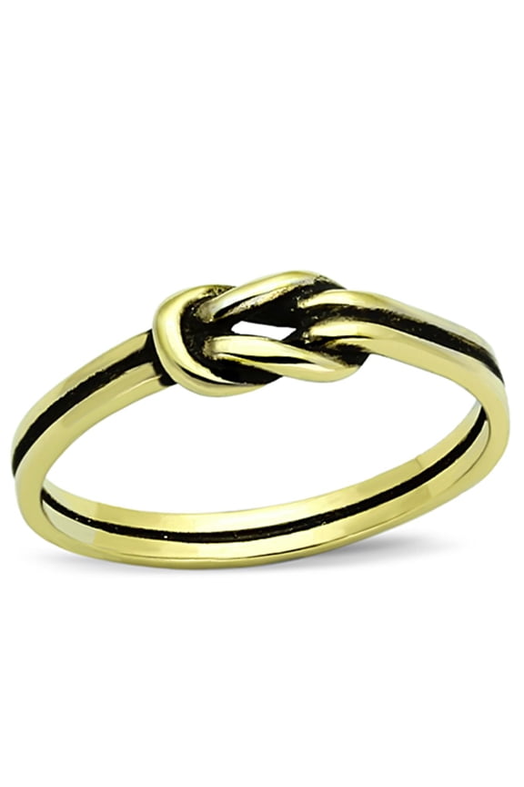 Luxe Jewelry Designs Women's Gold IP Stainless Steel Knot Ring, Size 6 (Pack of 2)
