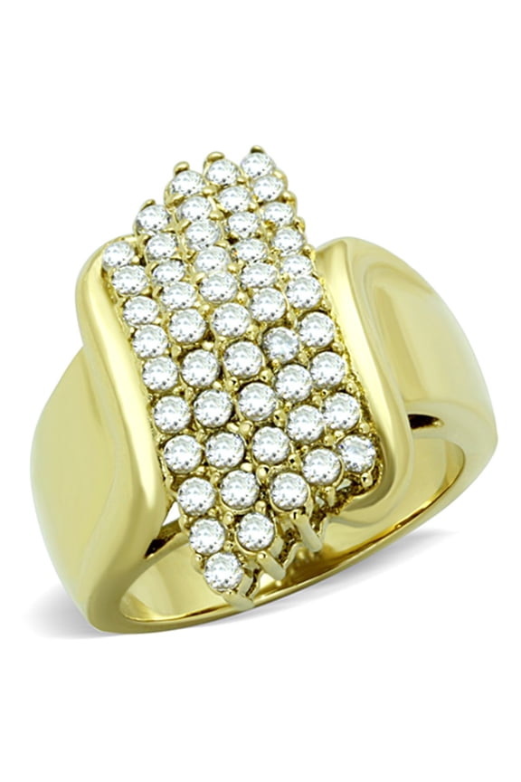 Luxe Jewelry Designs Women's Gold IP Stainless Steel Ring with CZ - Size 8