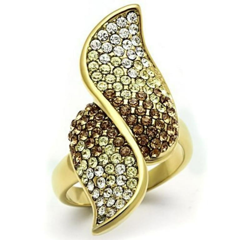 Luxe Jewelry Designs Women's Gold Ion Plated Ring with Top Grade