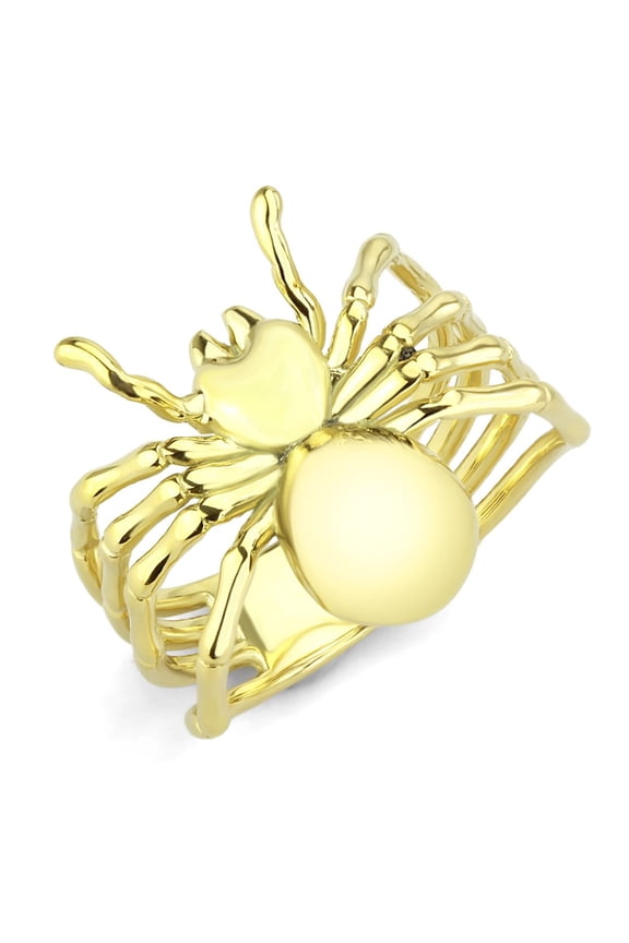 Luxe Jewelry Designs Women's Gold Ion Plated Spider Shaped Stainless Steel Ring - Size 6 (Pack of 2)