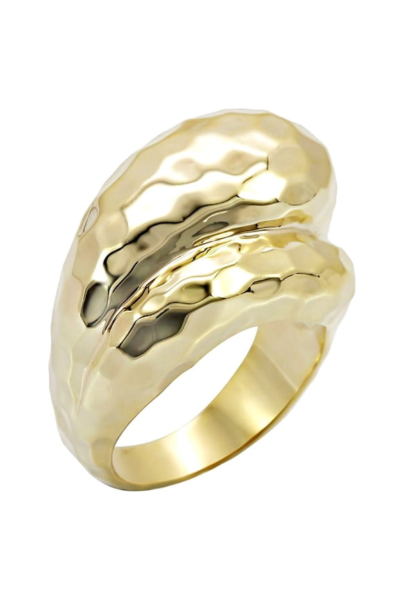 Luxe Jewelry Designs Women's Gold Plated Brass Hammered Curve Design Ring - Size 8 (Pack of 2)