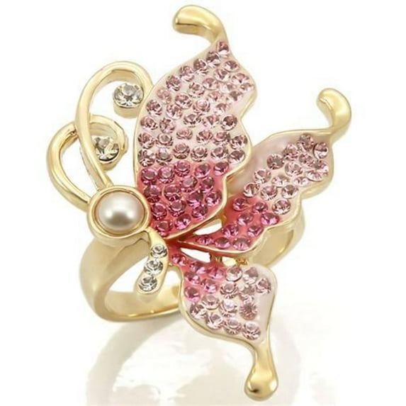 Luxe Jewelry Designs Women's Gold Plated Brass Single Tone Ring with Multi Color Top Grade Crystals