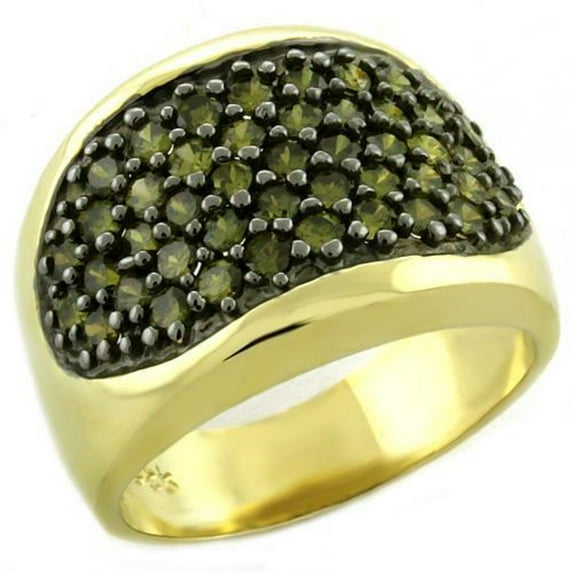 Luxe Jewelry Designs Women's Gold Plated Sterling Silver Ring with AAA Grade CZ Peridot - Size 6