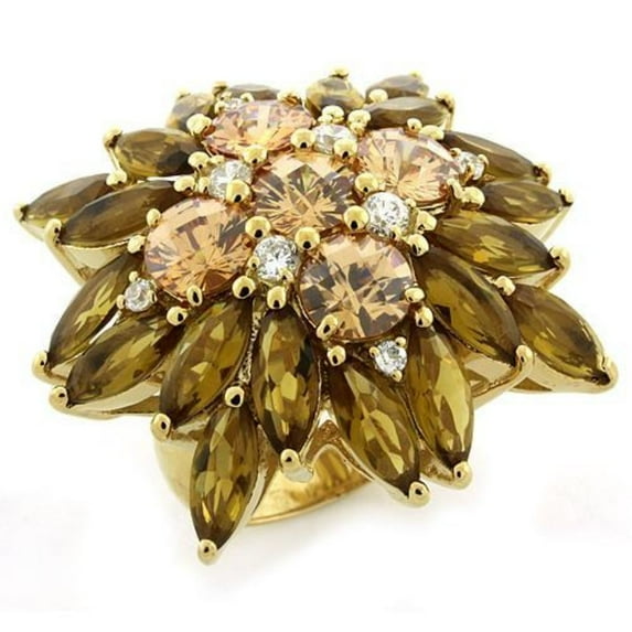 Luxe Jewelry Designs Women's Gold Plated Sterling Silver Ring with Multicolor Marquise and Round CZ