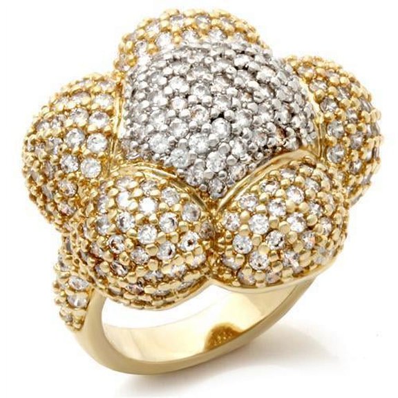 Luxe Jewelry Designs Women's Gold and Rhodium Plated Ring with Cubic Zirconia - Size 7
