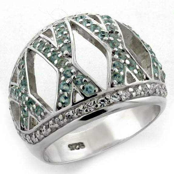 Luxe Jewelry Designs Women's High Polished 925 Sterling Silver Ring with AAA Grade CZ Sea Blue -