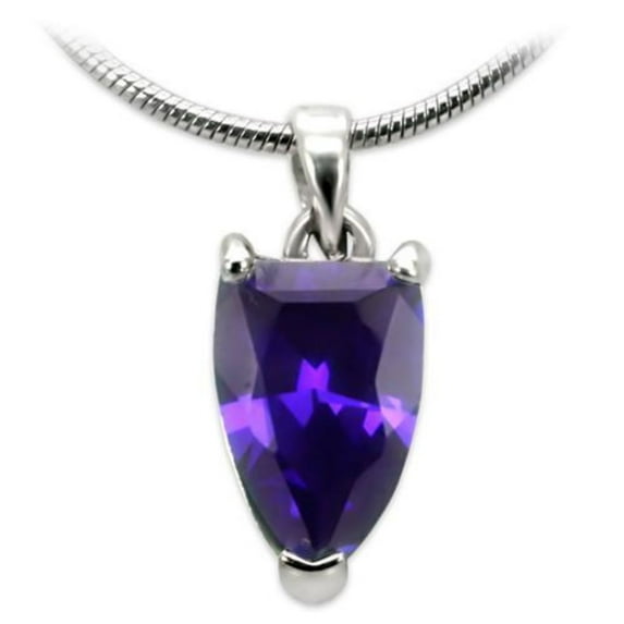 Luxe Jewelry Designs Women's High Polished Brass Pendant Necklace with Amethyst Cubic Zirconia