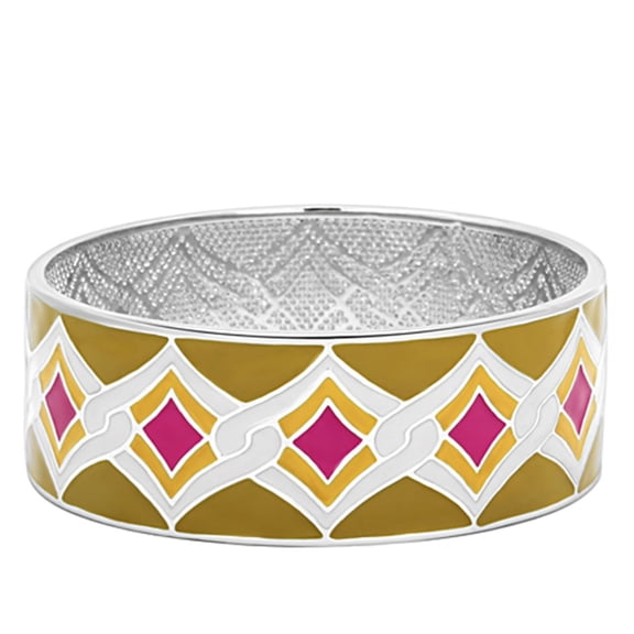 Luxe Jewelry Designs Women’s High Polished Geometric Style Stainless Steel Bangle with Multi Color