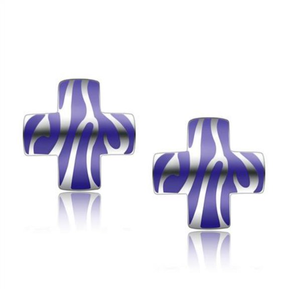 Luxe Jewelry Designs Women's High Polished Stainless Steel Cross Shaped Animal Print Earrings (Pack