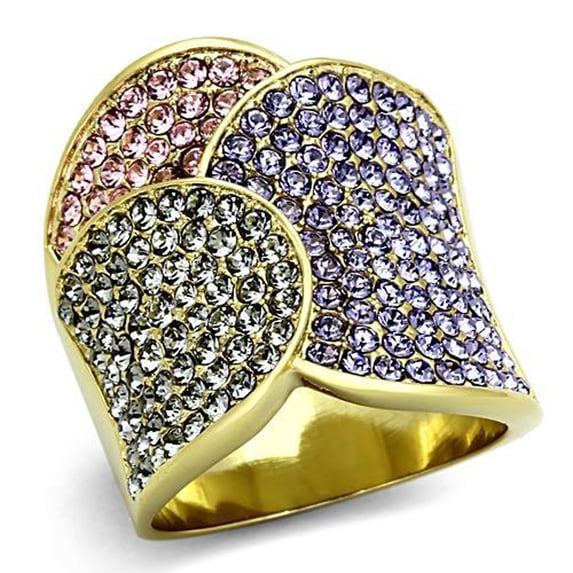 Luxe Jewelry Designs Women's High Polished Stainless Steel Engagement Ring with Top Grade Crystal in