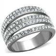 thumbnail image 1 of Luxe Jewelry Designs Women's High Polished Stainless Steel Ring with Clear Crystals - Size 7, 1 of 4