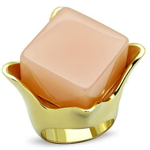 Luxe Jewelry Designs Women's High Polished Stainless Steel Unique Ring with Synthetic - Size 6 (Pack