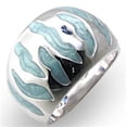 thumbnail image 1 of Luxe Jewelry Designs Women's High Polished Sterling Silver Ring with Sea Blue Epoxy - Size 8, 1 of 1