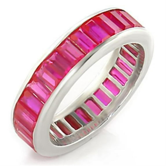 Luxe Jewelry Designs Women's High Polished Sterling Silver Ring with Synthetic Ruby Garnet - Size 8