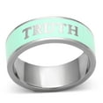 thumbnail image 1 of Luxe Jewelry Designs Women's High Polished "Truth" Stainless Steel Ring with Turquoise Epoxy - Size, 1 of 4