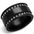 thumbnail image 1 of Luxe Jewelry Designs Women's IP Black Plated Stainless Steel Channel Ring with Clear Crystals - Size, 1 of 4