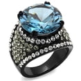 thumbnail image 1 of Luxe Jewelry Designs Women's IP Black Stainless Steel Ring with Clear and London Blue CZ - Size 10, 1 of 4