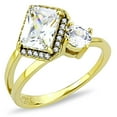 thumbnail image 1 of Luxe Jewelry Designs Women's IP Gold Plated Stainless Steel Halo Ring with AAA Grade Cubic Zirconia, 1 of 4
