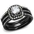 thumbnail image 1 of Luxe Jewelry Designs Women's Ion Plated Black Stainless Steel Wedding Ring with CZ Stones - Size 6, 1 of 4