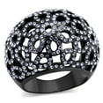 thumbnail image 1 of Luxe Jewelry Designs Women's Light Black IP Stainless Steel Flower Design Ring with Tanzanite, 1 of 4