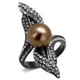 thumbnail image 1 of Luxe Jewelry Designs Women's Light Black IP Stainless Steel Ring with Brown Synthetic Pearl, Size 9, 1 of 4