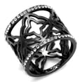 thumbnail image 1 of Luxe Jewelry Designs Women's Light Black IP Stainless Steel Ring with Clear Crystals, Size 9, 1 of 4