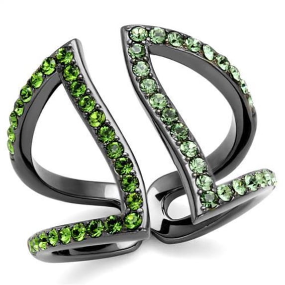 Luxe Jewelry Designs Women's Light Black Ion Plated Cuff Ring with Multicolor Crystals, Size 9
