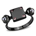 thumbnail image 1 of Luxe Jewelry Designs Women's Light Black Ion Plated Ring with Gray Synthetic Pearls and Pink CZ, 1 of 4