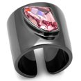 thumbnail image 1 of Luxe Jewelry Designs Women's Light Black Ion Plated Stainless Steel Ring With Light Rose Crystal -, 1 of 4