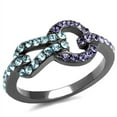thumbnail image 1 of Luxe Jewelry Designs Women's Light Black Ion Plated Stainless Steel Ring with Multicolor Tanzanite, 1 of 4