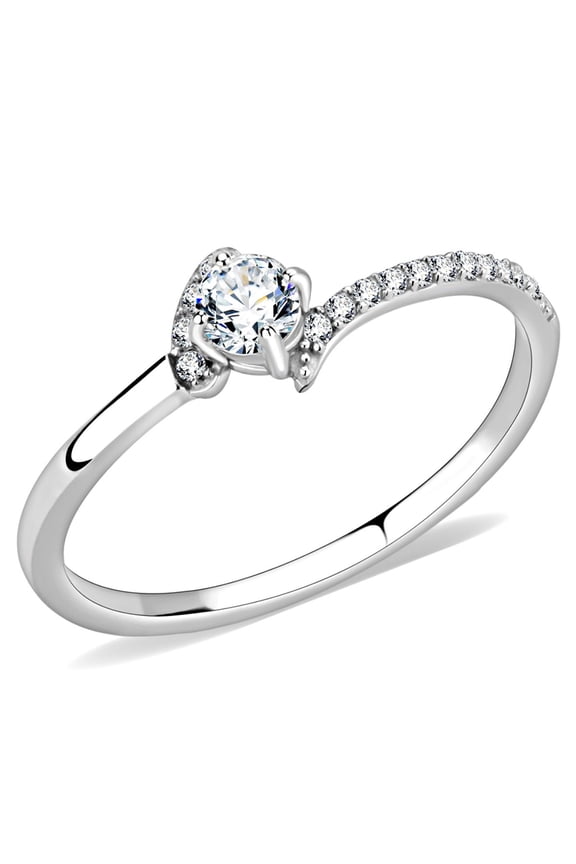 Luxe Jewelry Designs Women's Pave Ring with Round AAA Grade CZ - Size 6 (Pack of 2)