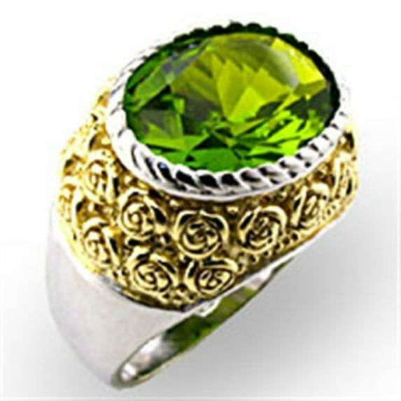 Luxe Jewelry Designs Women's Reverse Two Tone Plated Ring with Synthetic Peridot Spinel - Size 7