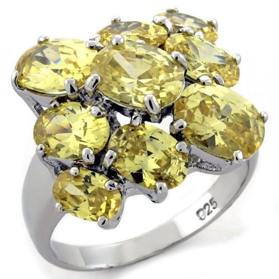 Luxe Jewelry Designs Women's Rhodium Plated 925 Sterling Silver Ring with AAA Grade CZ Topaz - Size
