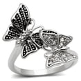 thumbnail image 1 of Luxe Jewelry Designs Women's Rhodium Plated Brass Butterfly Shaped Ring with Cubic Zirconia - Size 8, 1 of 5
