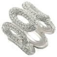 thumbnail image 1 of Luxe Jewelry Designs Women's Rhodium Plated Brass Connected Oval Design Ring with Top Grade Crystal, 1 of 4