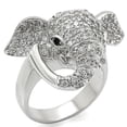 thumbnail image 1 of Luxe Jewelry Designs Women's Rhodium Plated Brass Elephant Ring with Top Grade Crystals Black Jet -, 1 of 4
