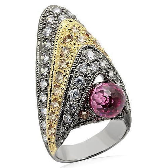 Luxe Jewelry Designs Women's Rhodium Plated Brass Ring with AAA Grade Cubic Zirconia Multicolor -