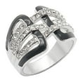 thumbnail image 1 of Luxe Jewelry Designs Women's Rhodium Plated Brass Ring with Black Epoxy and Clear Cubic Zirconia -, 1 of 1