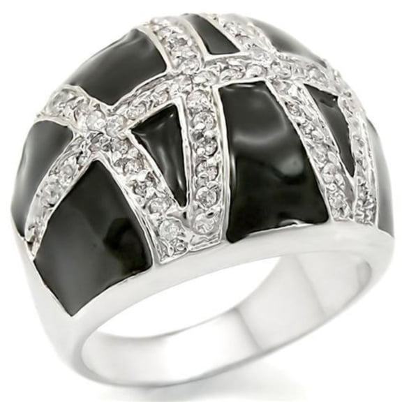 Luxe Jewelry Designs Women's Rhodium Plated Brass Ring with CZ - Size 10 (Pack of 2)