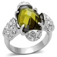 thumbnail image 1 of Luxe Jewelry Designs Women's Rhodium Plated Brass Ring with Oval Cubic Zirconia Olivine - Size 7, 1 of 2