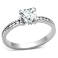 thumbnail image 1 of Luxe Jewelry Designs Women's Rhodium Plated Engagement Ring with Heart Shaped AAA Grade CZ - Size 6, 1 of 4